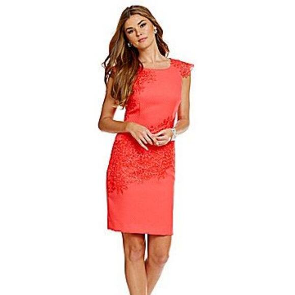 Antonio Melani Pink Floral Embroidery Sunkiss Spring Crush Sheath Filipa Dress 0 - Picture 1 of 15
